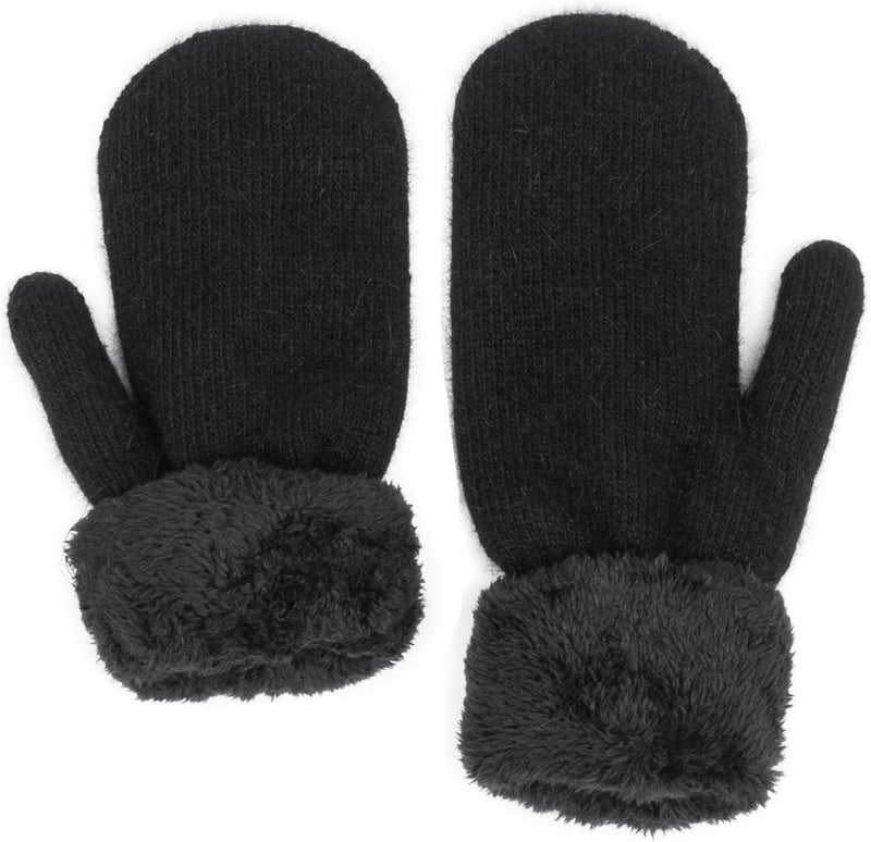 Eohak Winter Warm Mittens for Women - Knit Gloves Soft Wool Thick Fleece Lining Mittens - Image 4